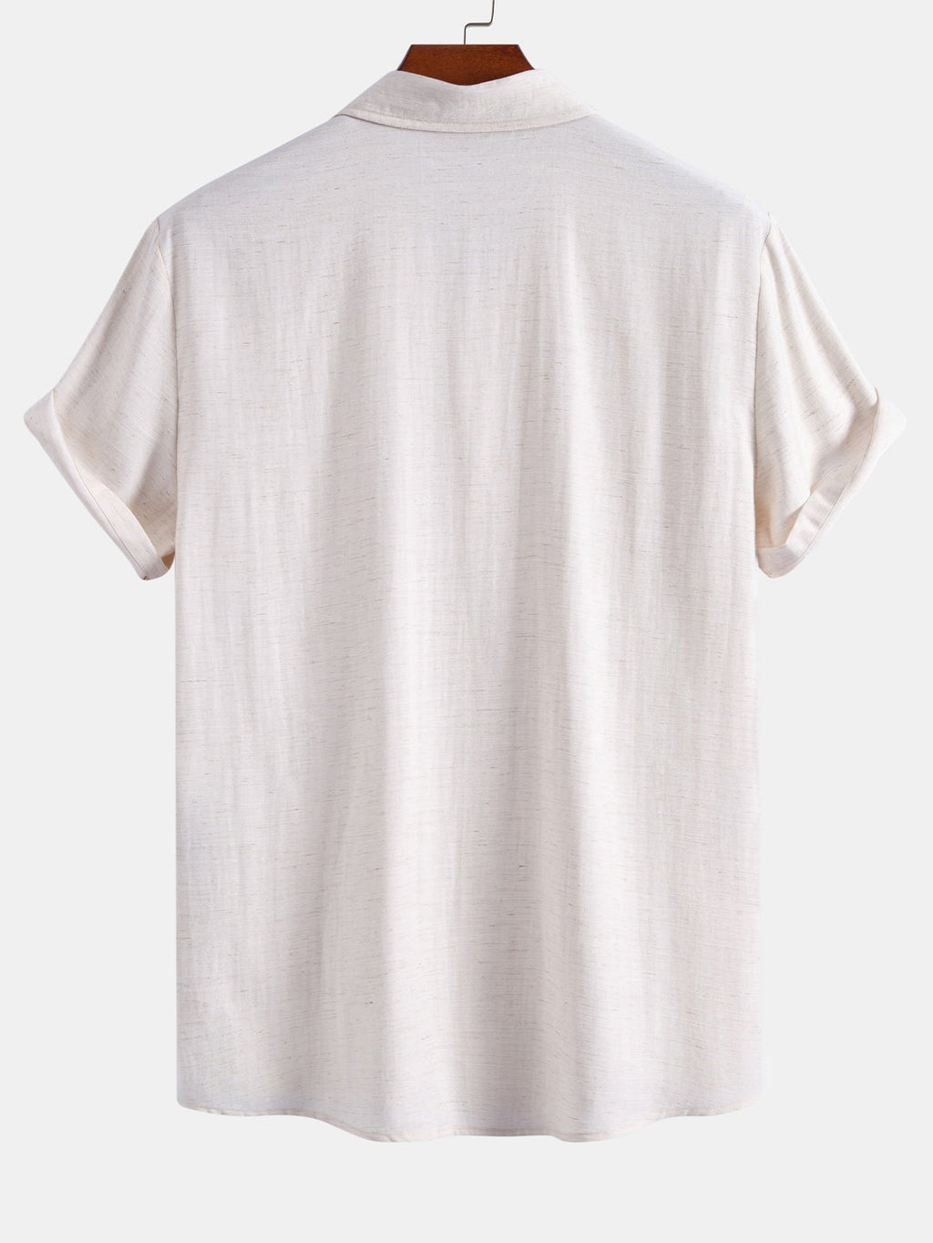 Linen Rayon Blend Button Up Shirt & Crinkle Textured Drawstring 5" Shorts