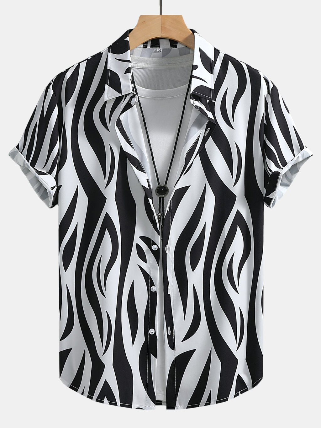 Abstract Print Button Up Shirt & Swim Shorts