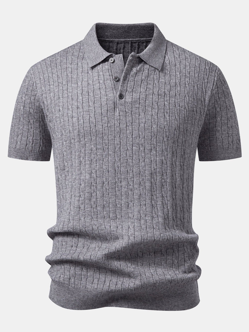 Twisted Jacquard Knit Polo & Elastic Waist Straight Leg Trousers