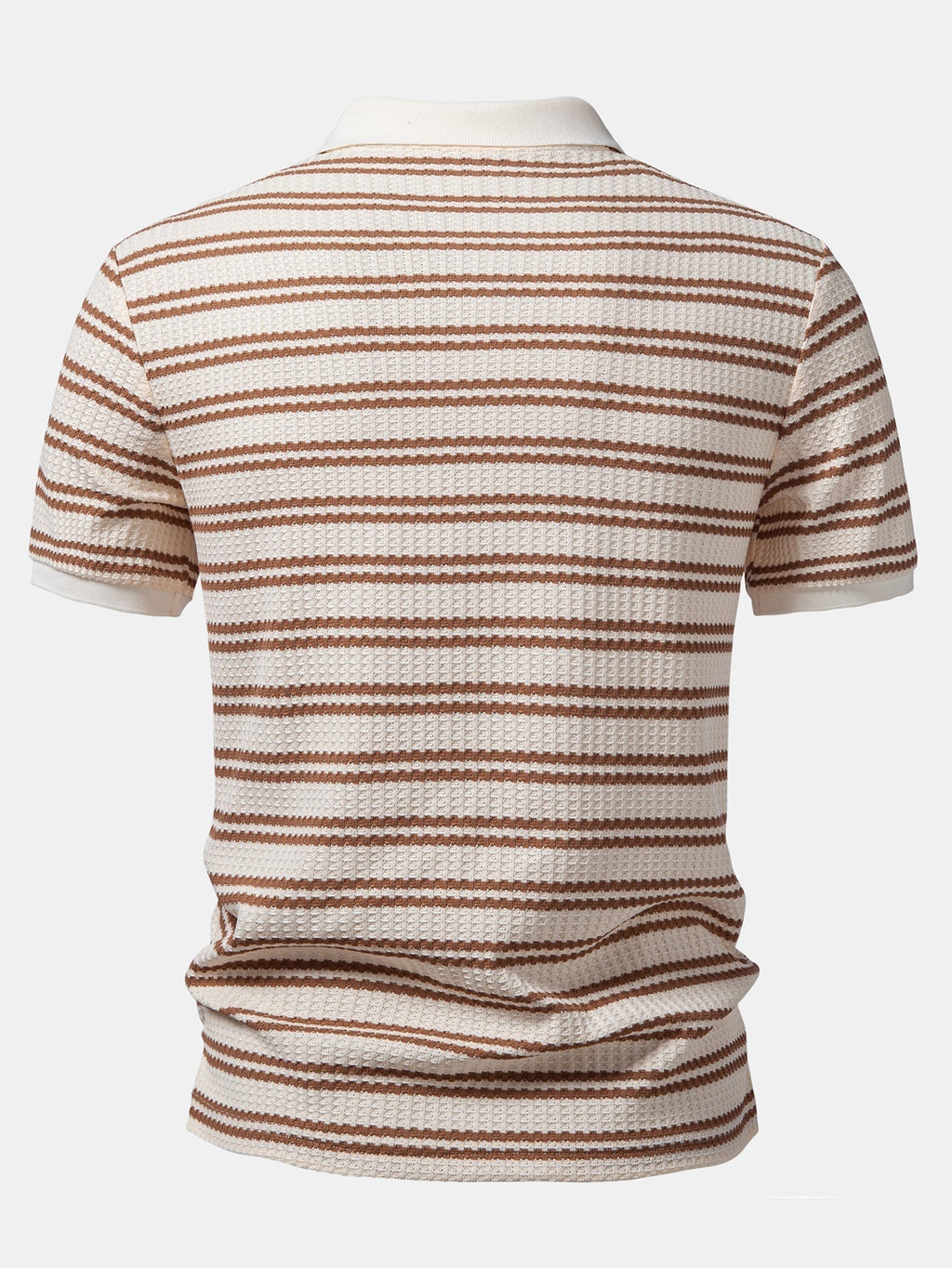 Stripe Waffle Johnny Collar Polo & Slim Fit Tapered Trousers