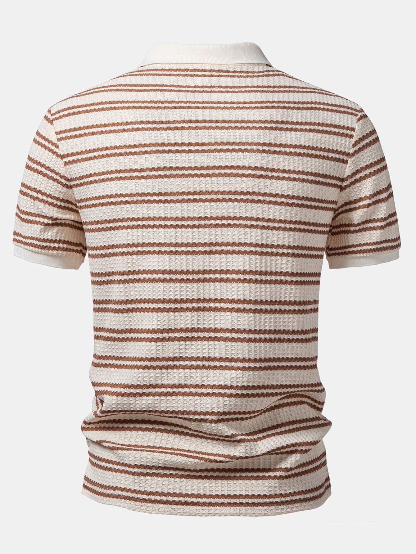 Stripe Waffle Johnny Collar Polo & Slim Fit Tapered Trousers