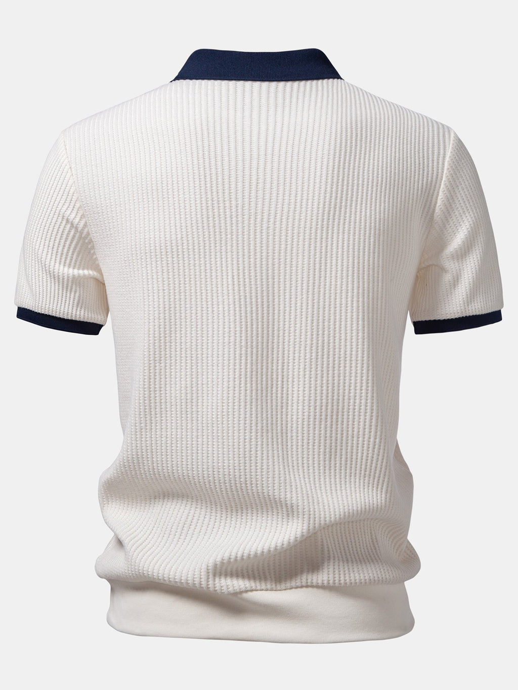 Contrast Knit Waffle Johnny Collar Polo & Slim Fit Tapered Trousers