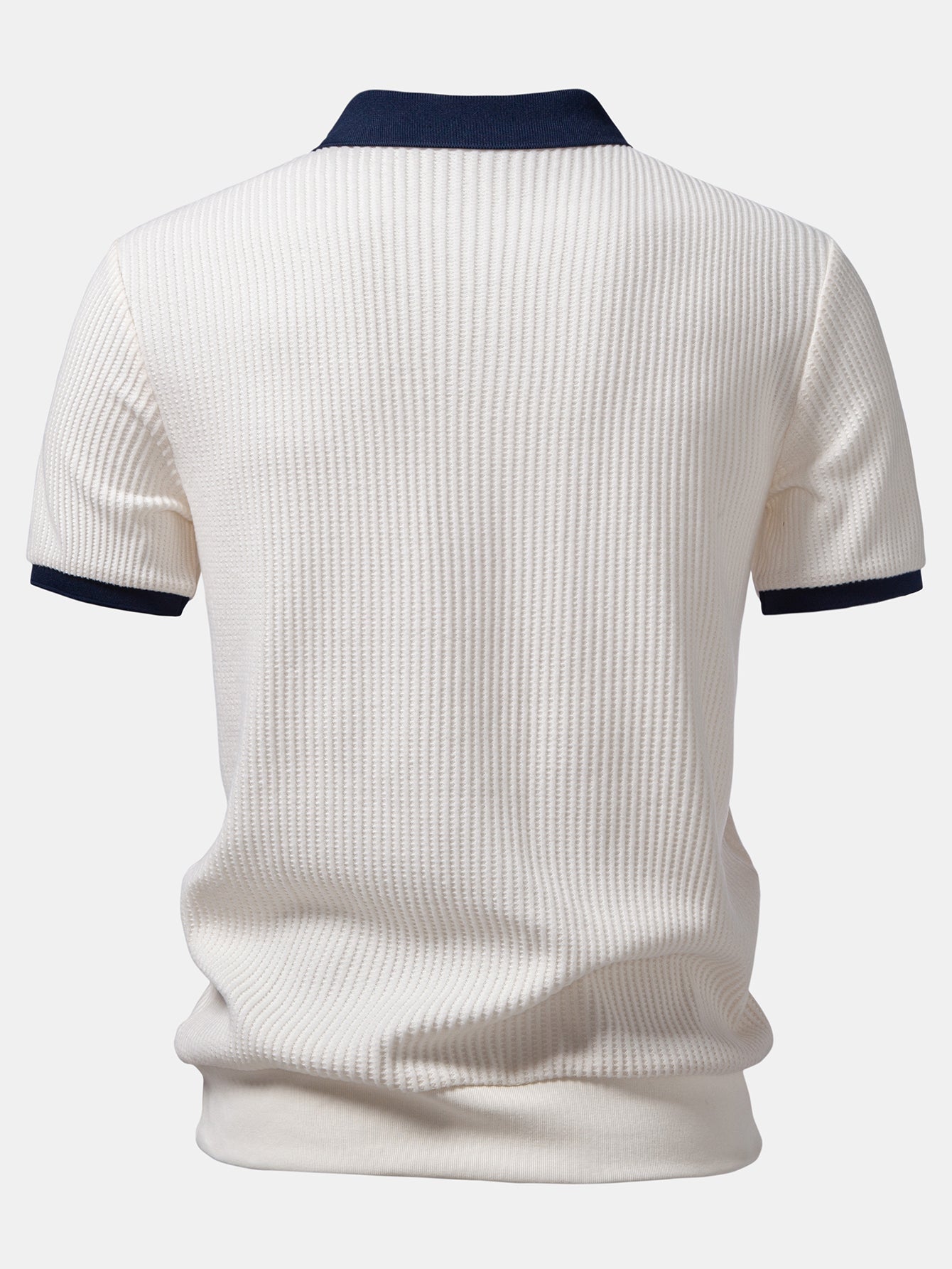Contrast Knit Waffle Johnny Collar Polo & Slim Fit Tapered Trousers