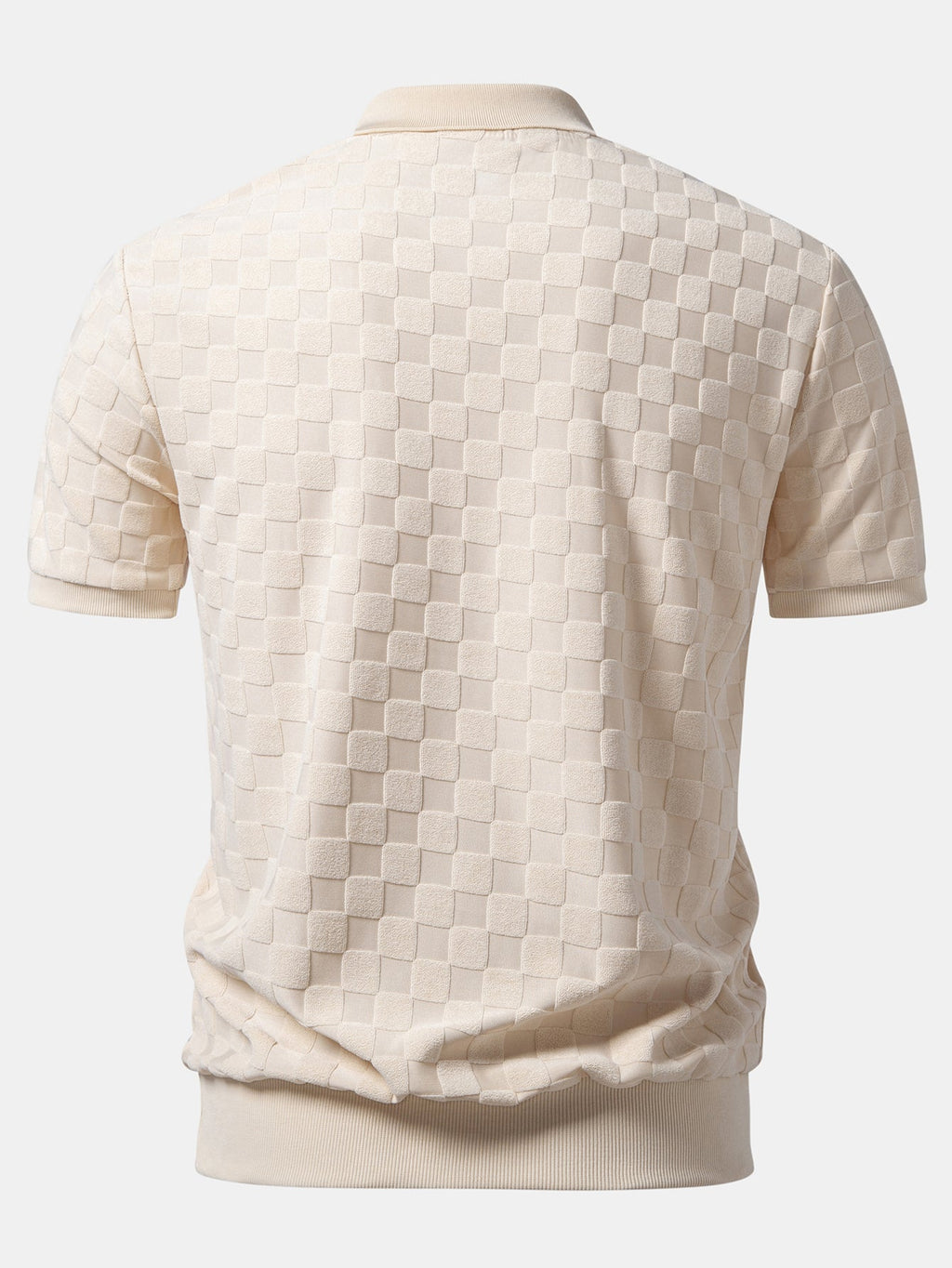Checkerboard V-Neck Knit Polo & Slim Fit Tapered Trousers