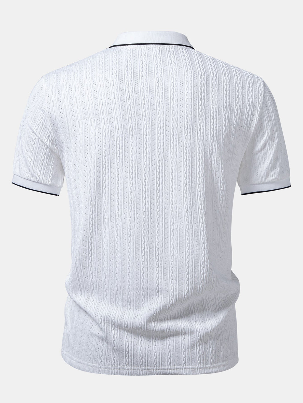 Geometric Jacquard Johnny Collar Polo & Slim Fit Tapered Trousers