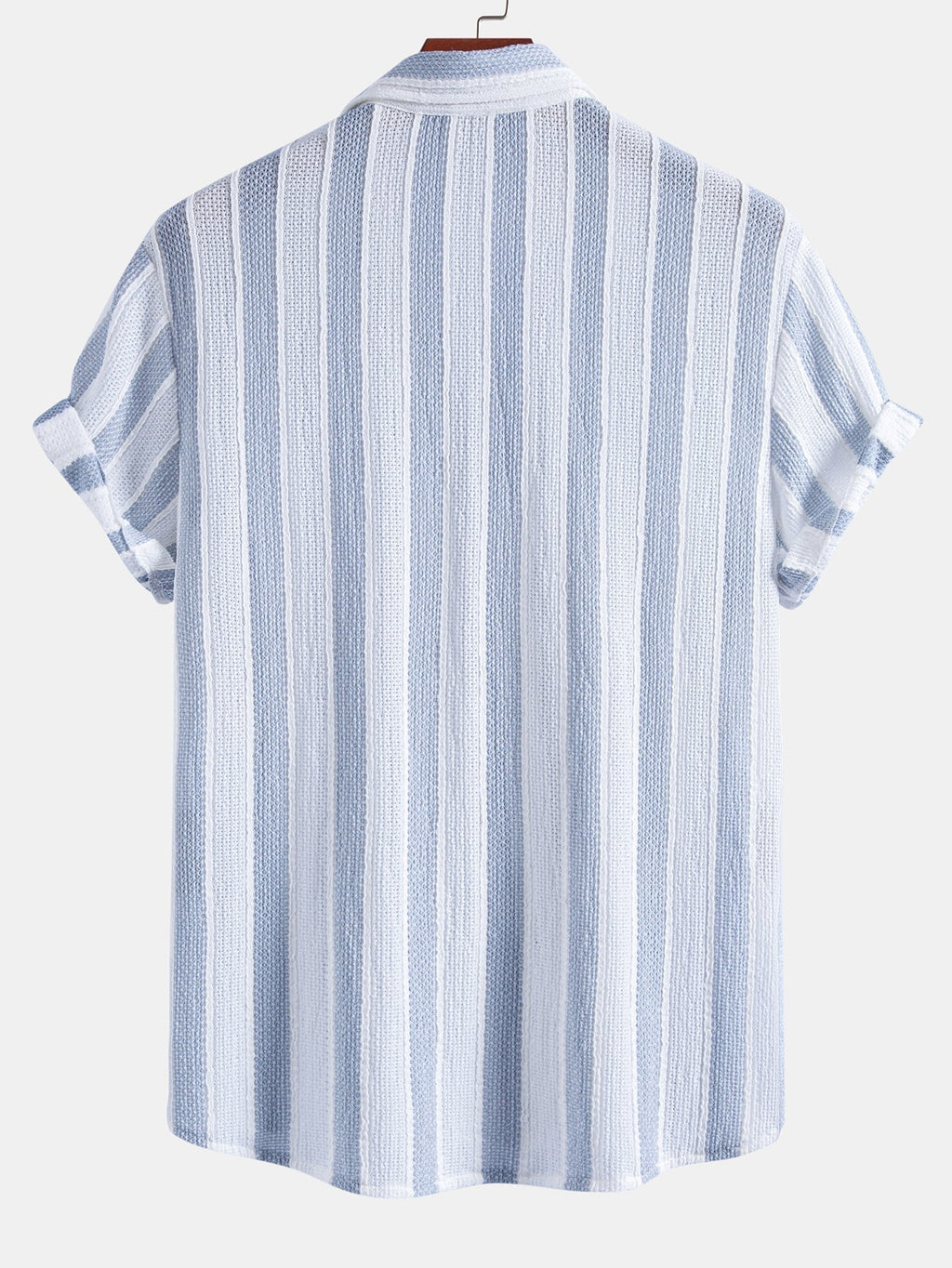 Textured Striped Button Up Shirt & Straight Leg Linen Pants