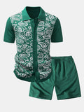 Paisley Button Up Knit Shirt & Knit Shorts