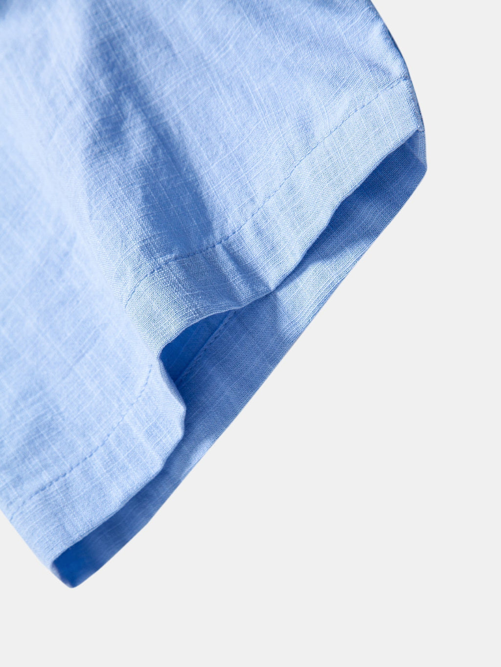 Short Sleeve Linen Look Stand Collar Shirt & Crinkle Textured Straight Leg Pants