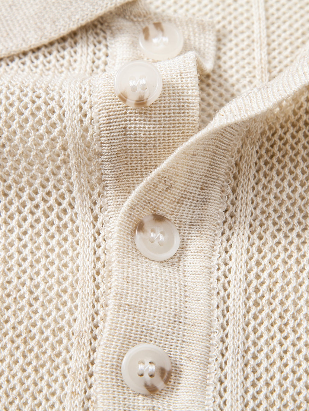 Linen Stripe Open Knit Polo & Straight Leg Linen Pants
