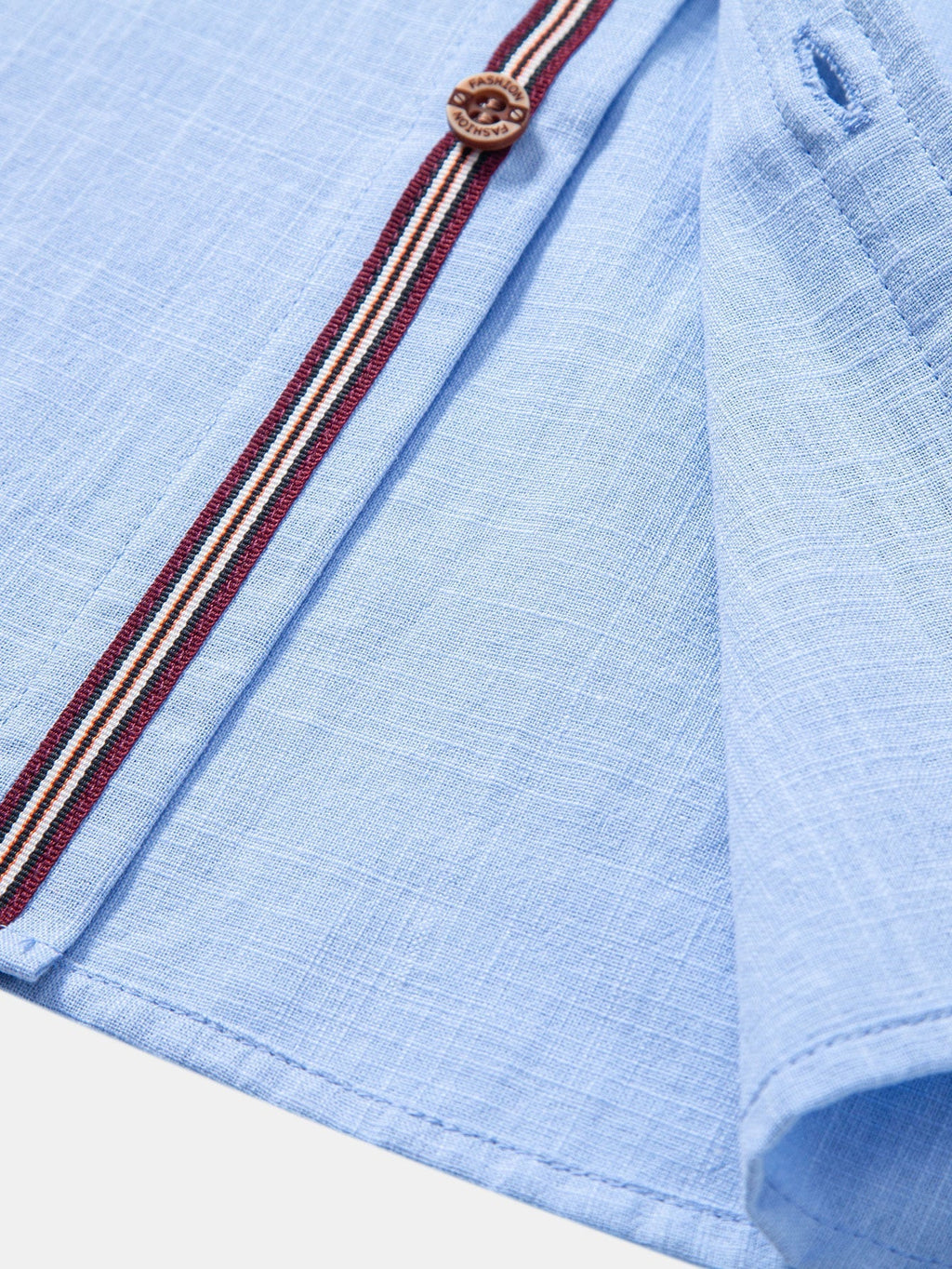Short Sleeve Linen Look Stand Collar Shirt & Linen Blend Drawstring 7" Shorts
