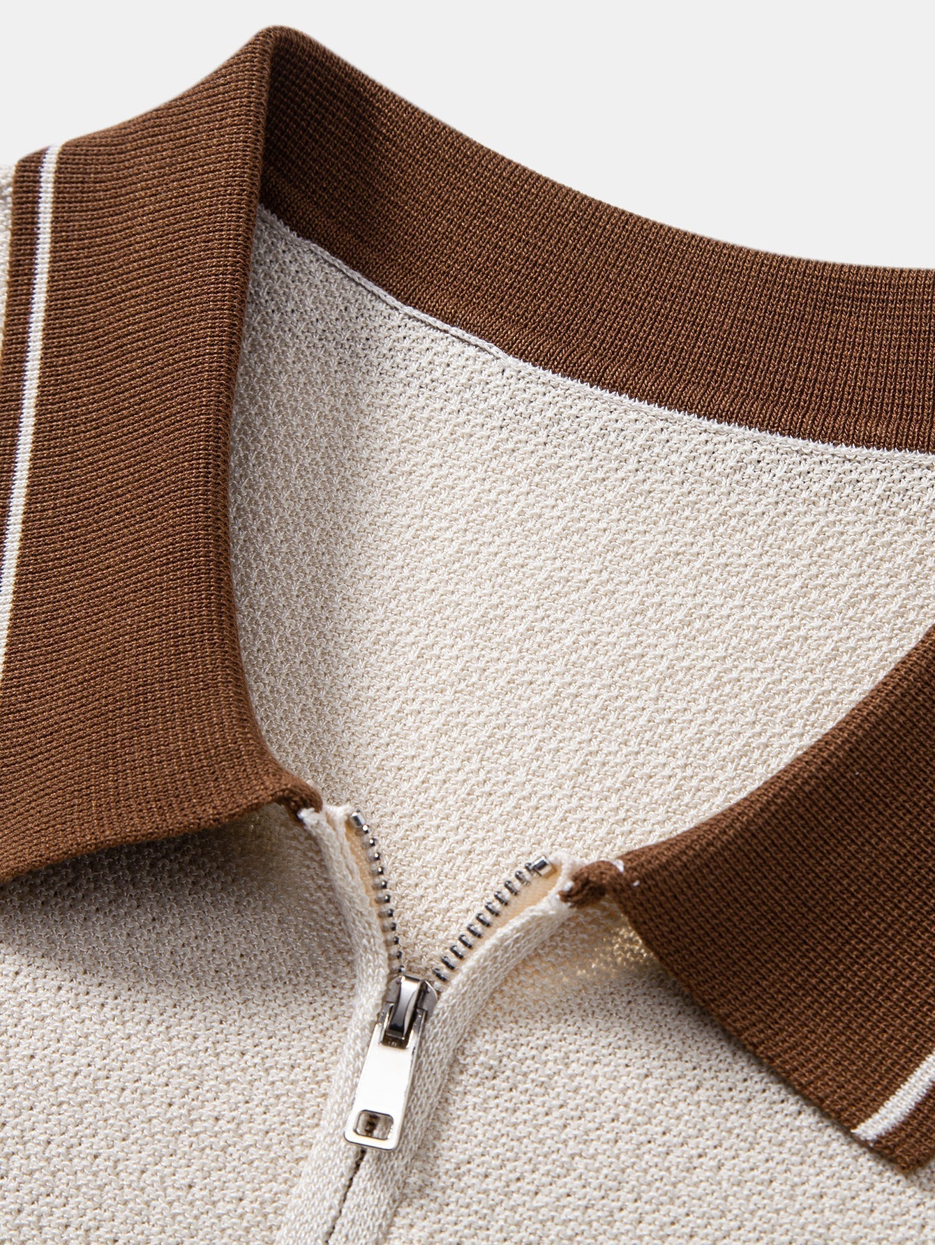 Contrast Zipper Knit Polo & Slim Fit Tapered Trousers