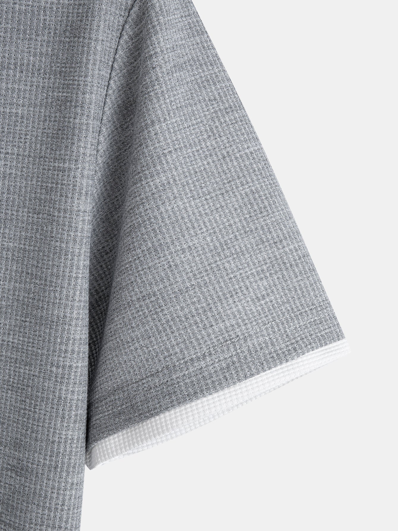 Contrast Button-Placket Waffle Hooded T-Shirt & 2 In 1 Waffle 7″‌ Shorts