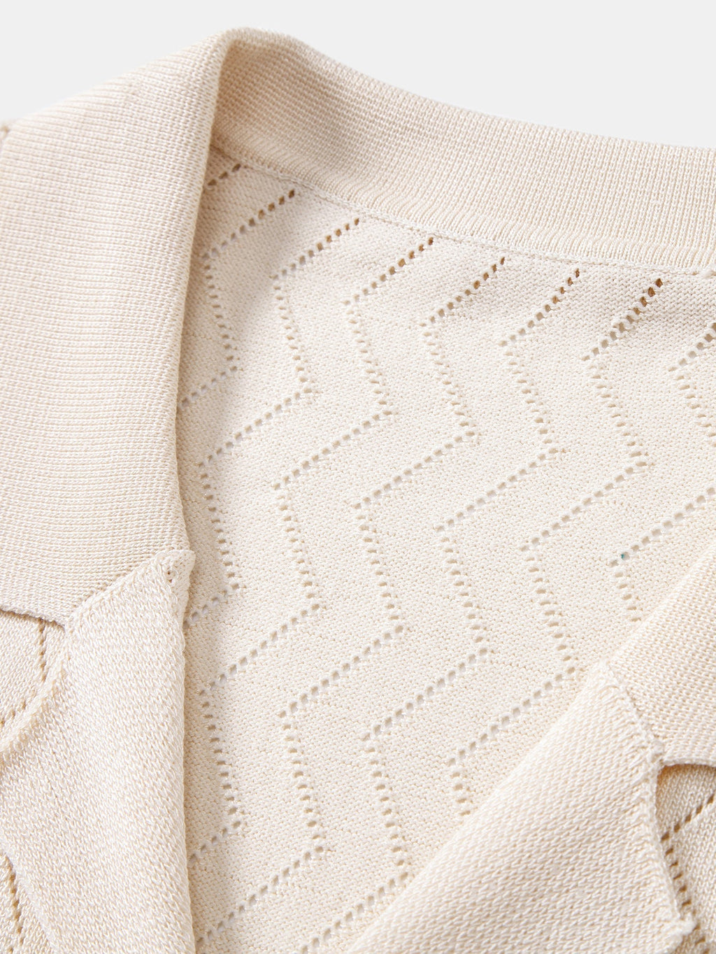 Zig Zag Open Knit Shirt & Straight Leg Linen Pants