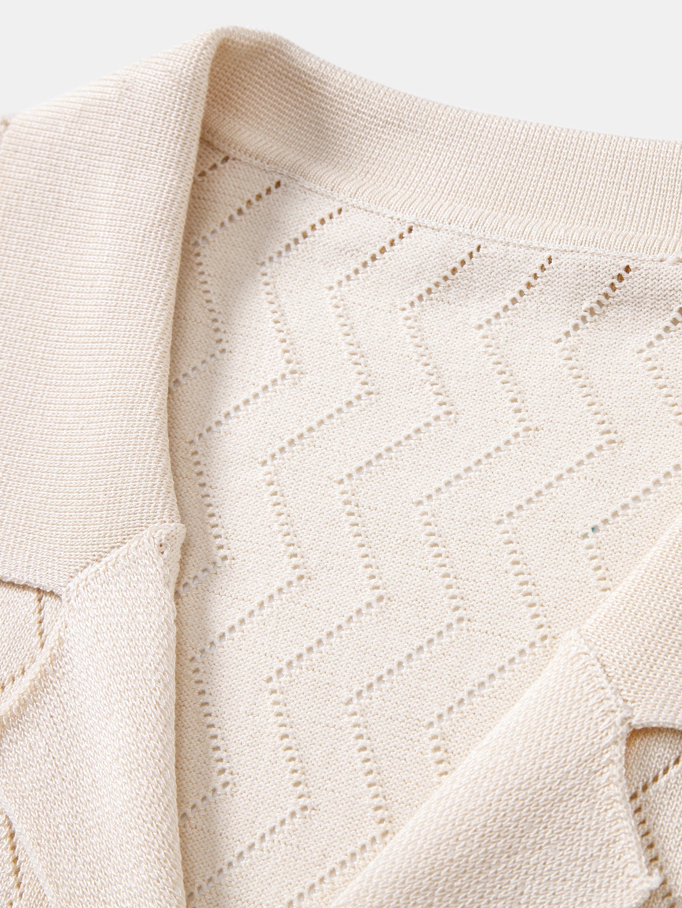 Zig Zag Open Knit Shirt & Straight Leg Linen Pants
