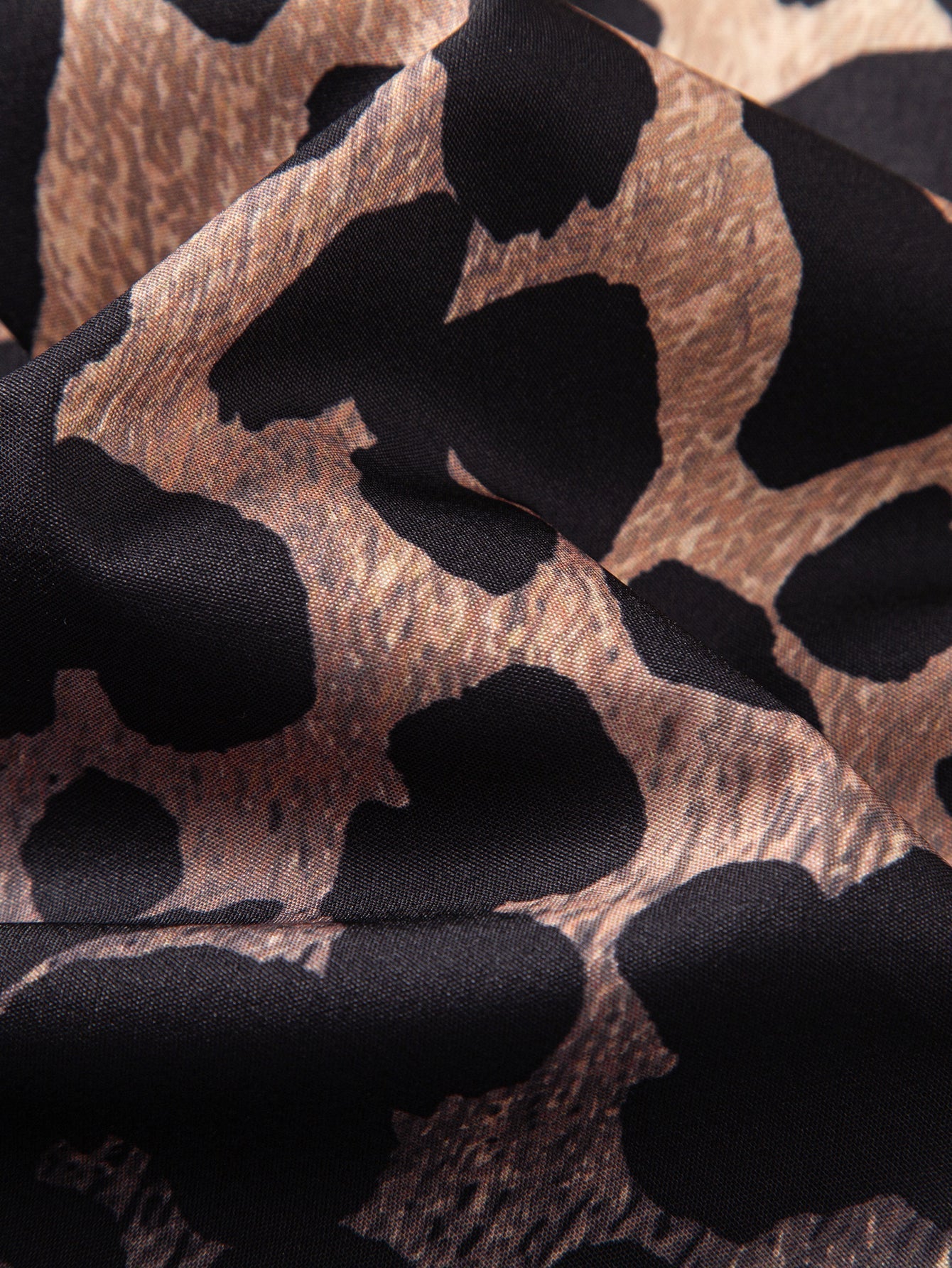 Leopard Print Patchwork Button Up Shirt & Swim Shorts