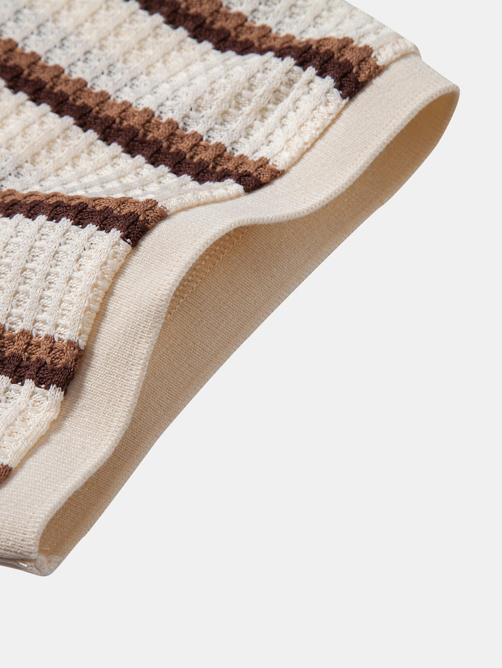Waffle Stripe Johnny Collar Polo & Straight Leg Linen Pants