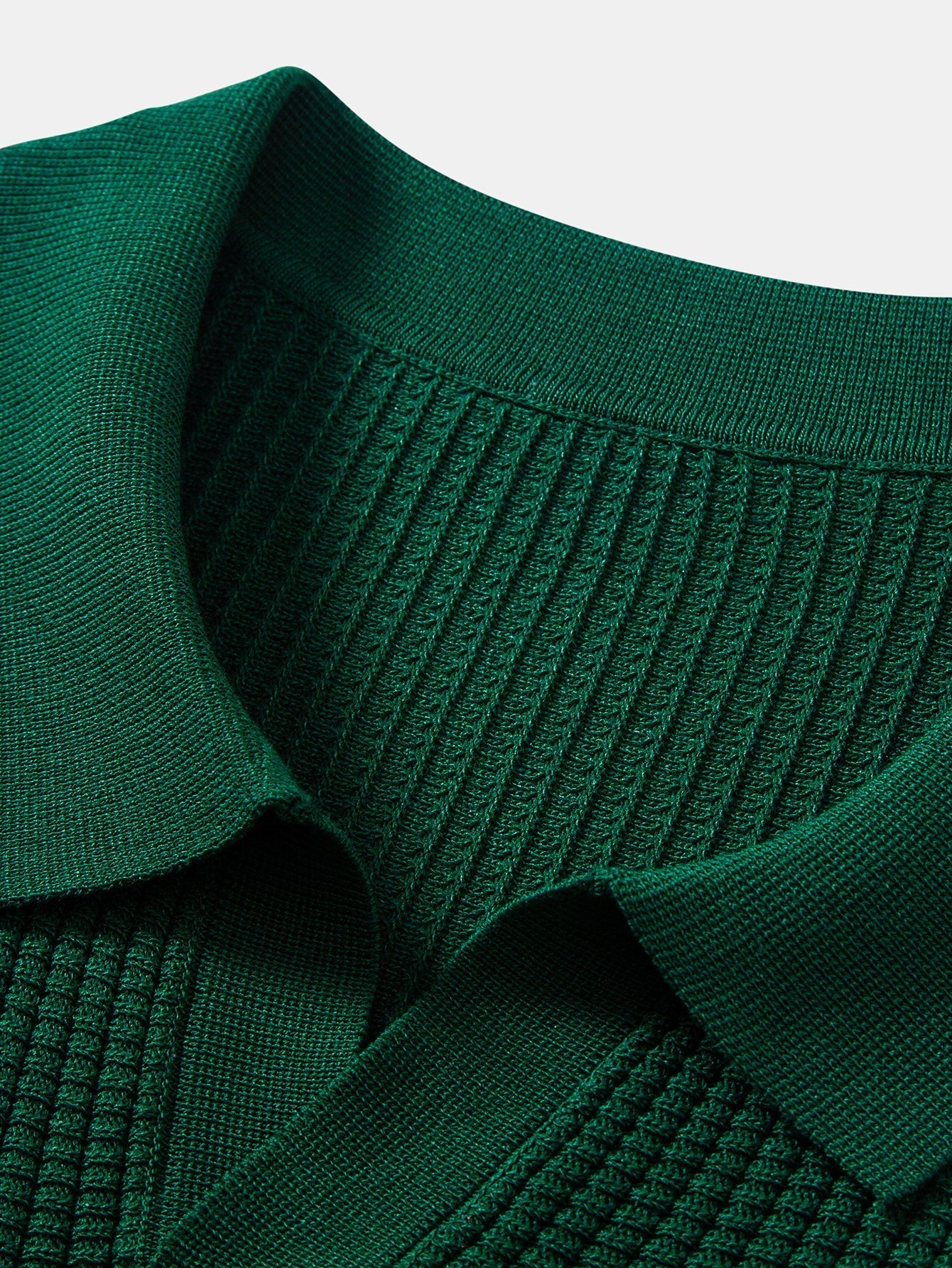 Stripe Johnny Collar Knit Polo & Straight Leg Ribbed Pants