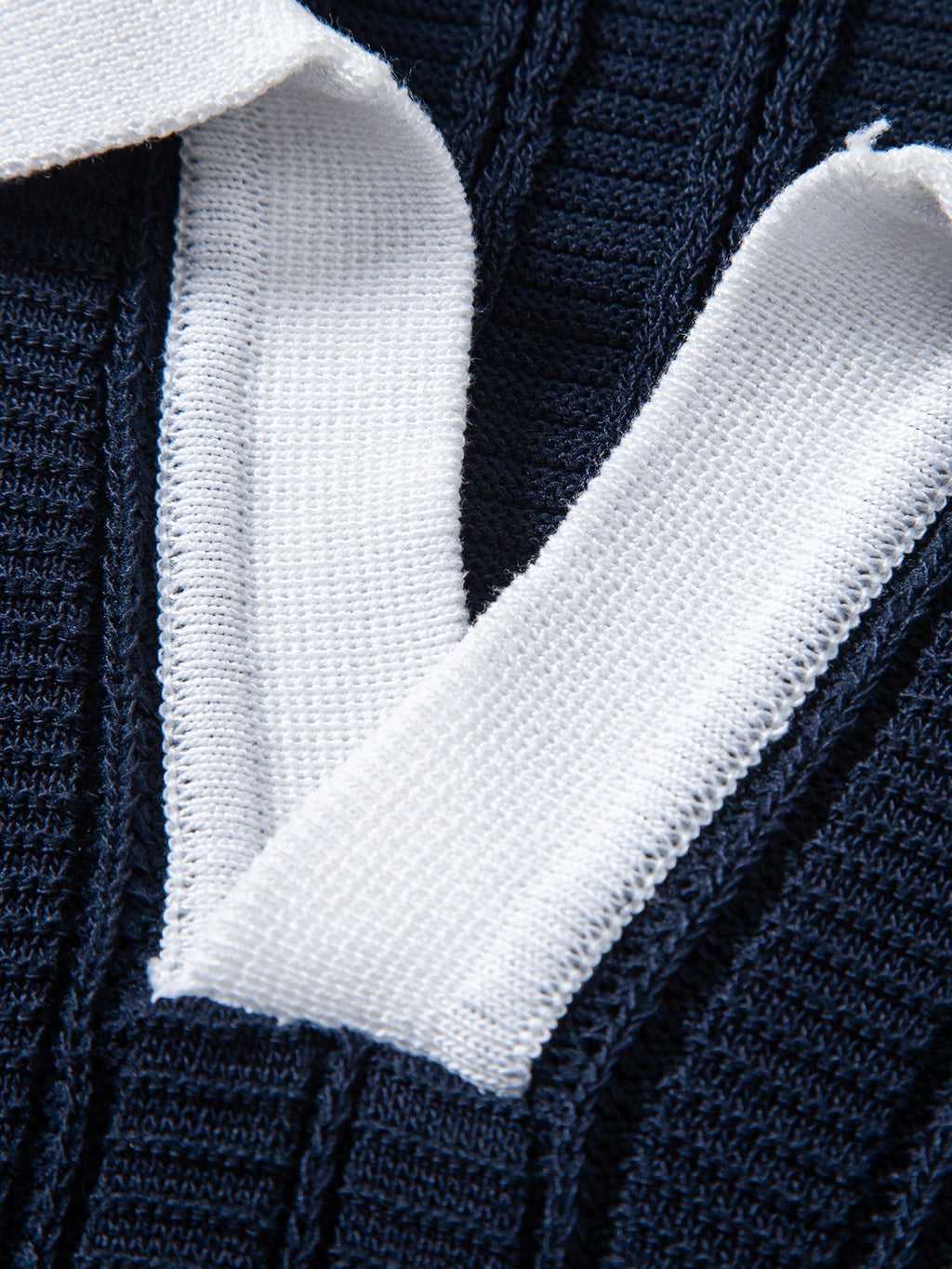 Contrast Textured Johnny Collar Knit Polo & Slim Fit Tapered Trousers