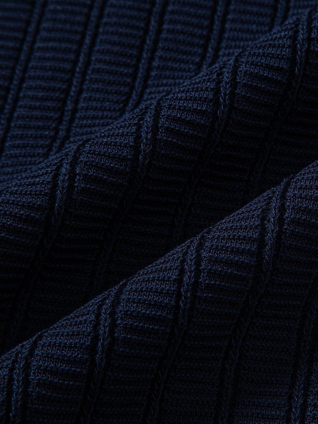Contrast Textured Johnny Collar Knit Polo & Drawstring Knitted Waffle Pants
