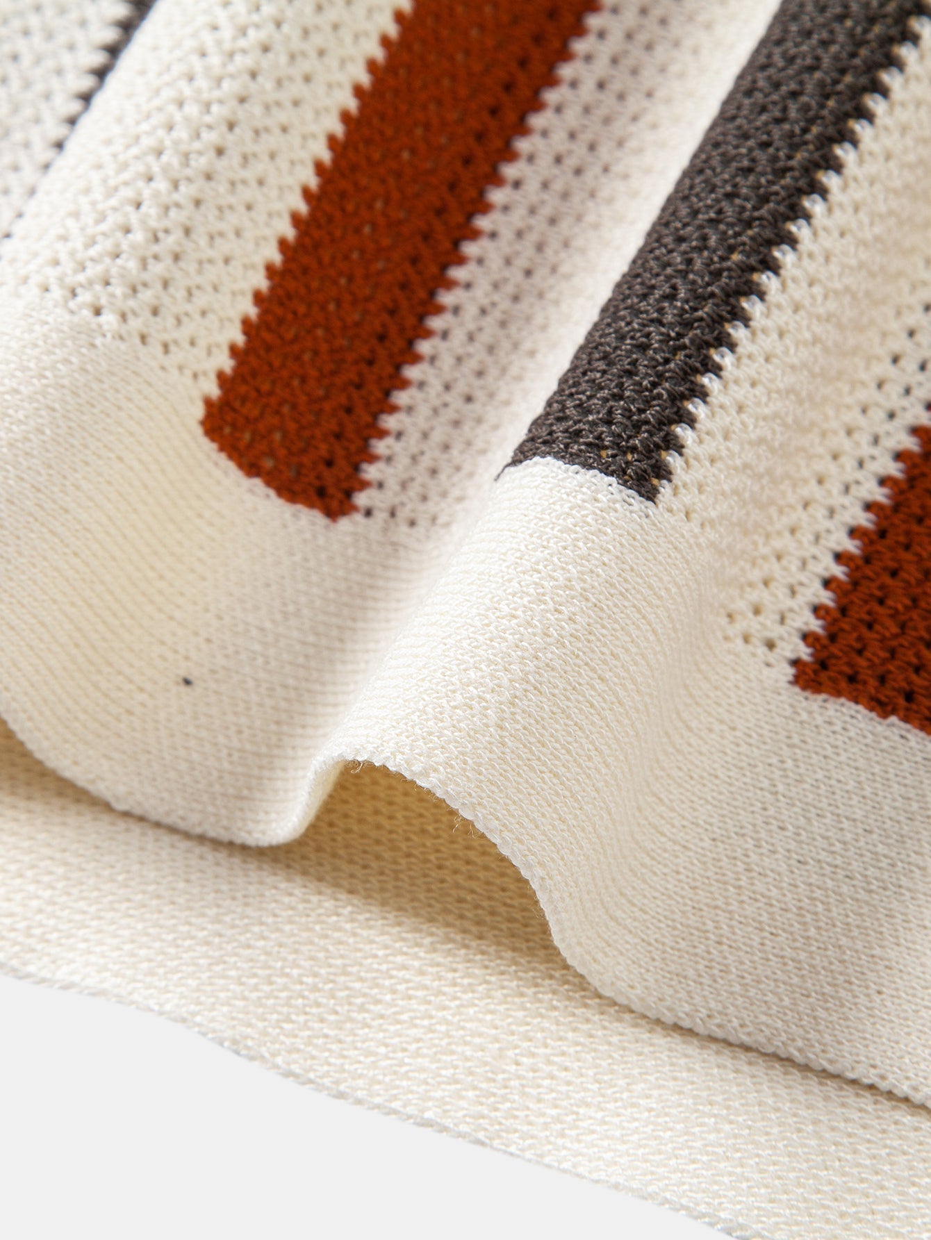Striped Knit Johnny Collar Polo & Straight Leg Linen Pants