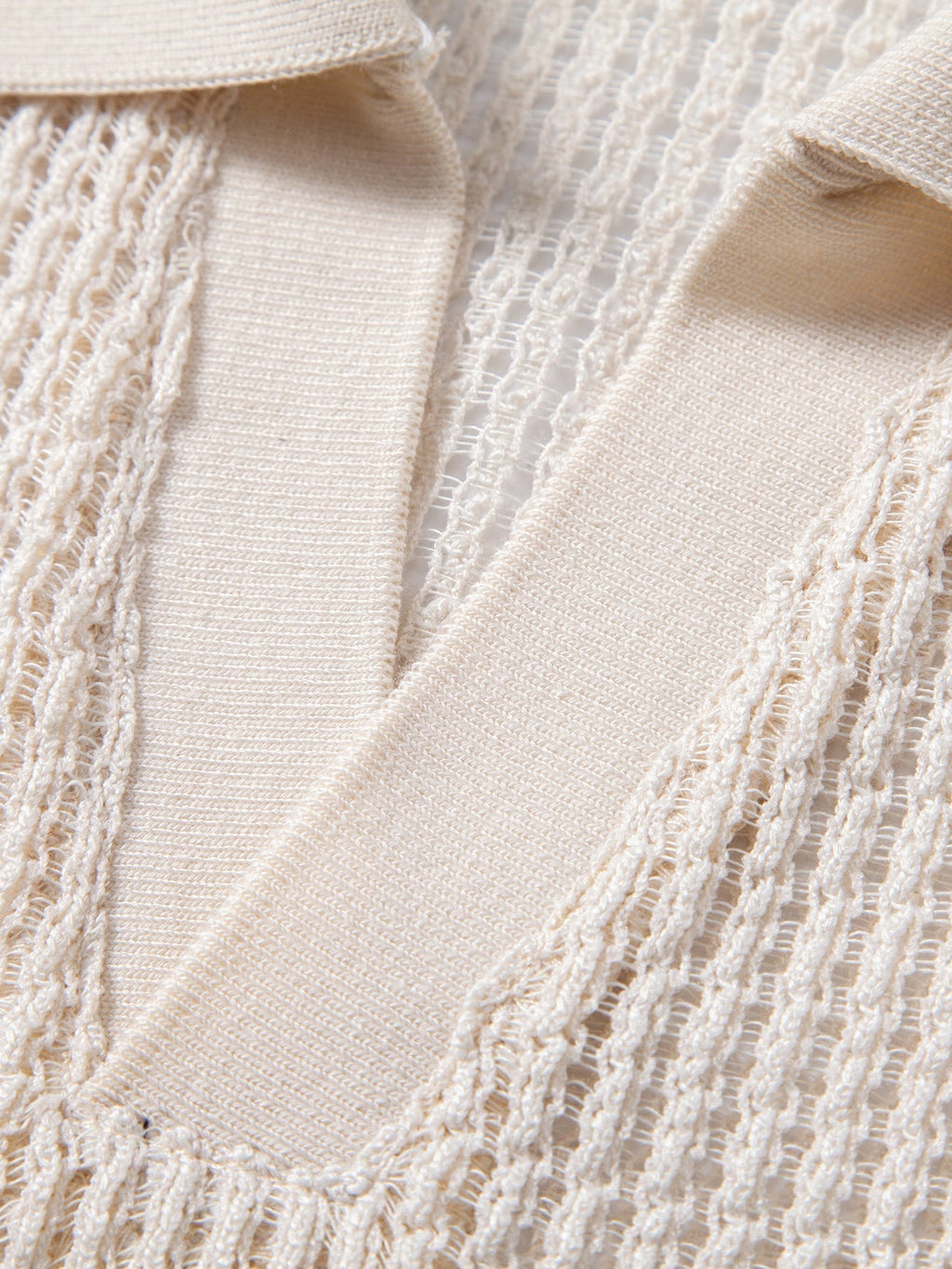 Relax Fit Crocheted V Neck Polo & Straight Leg Linen Pants