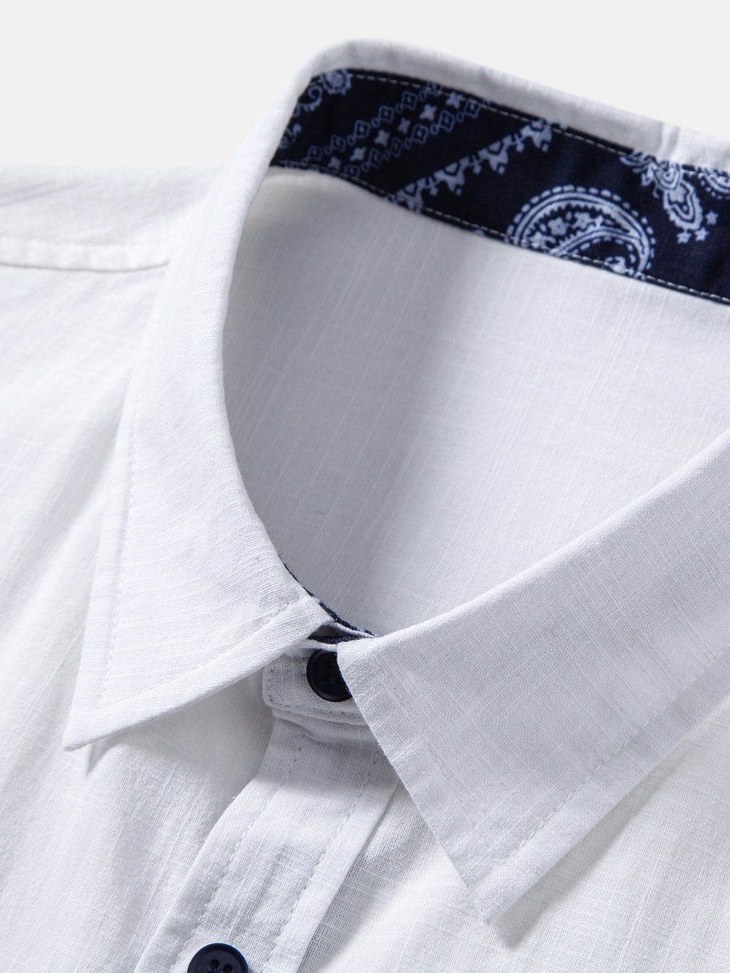 Contrast Paisley Print Linen Look Shirt & Straight Leg Linen Pants