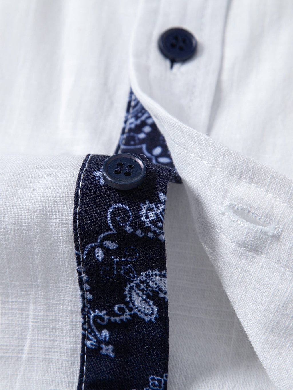 Contrast Paisley Print Linen Look Shirt & Straight Leg Linen Pants