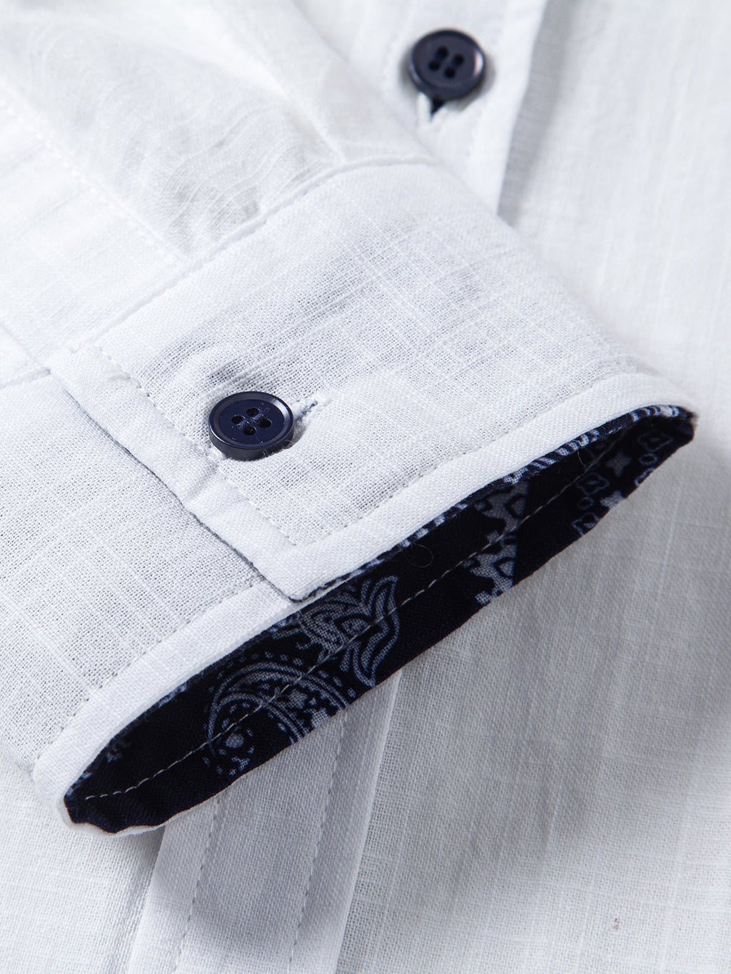 Contrast Paisley Print Linen Look Shirt & Straight Leg Linen Pants