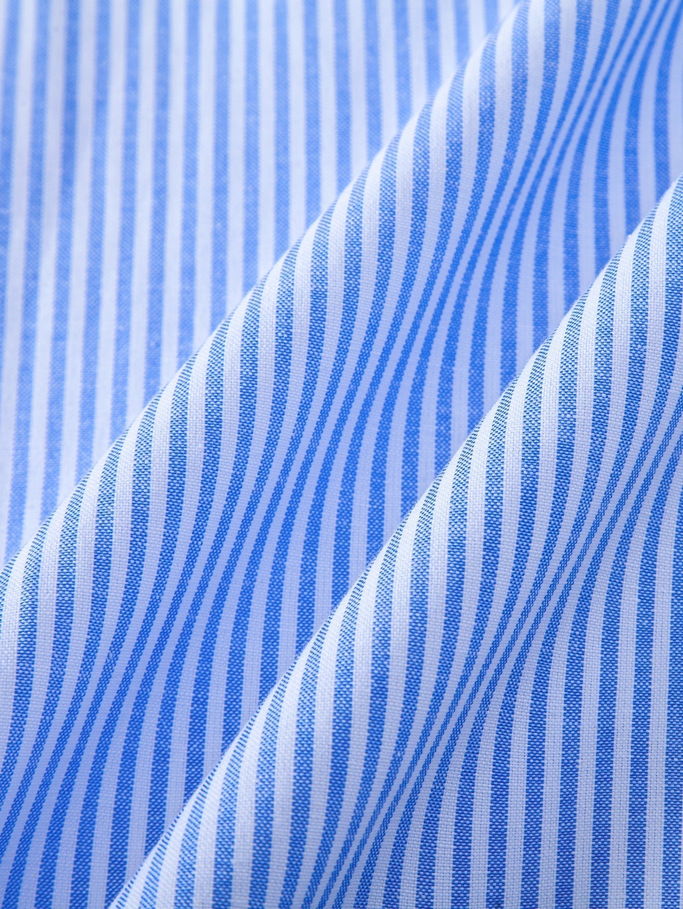 Short Sleeve Cotton Stripe Stand Collar Shirt & Straight Leg Linen Pants