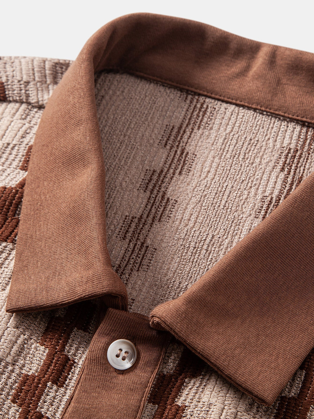 Plaid Jacquard Button Up Shirt & Straight Leg Linen Pants