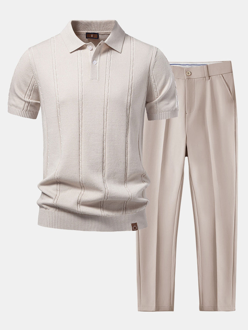 Twist Knit Polo & Slim Fit Tapered Trousers
