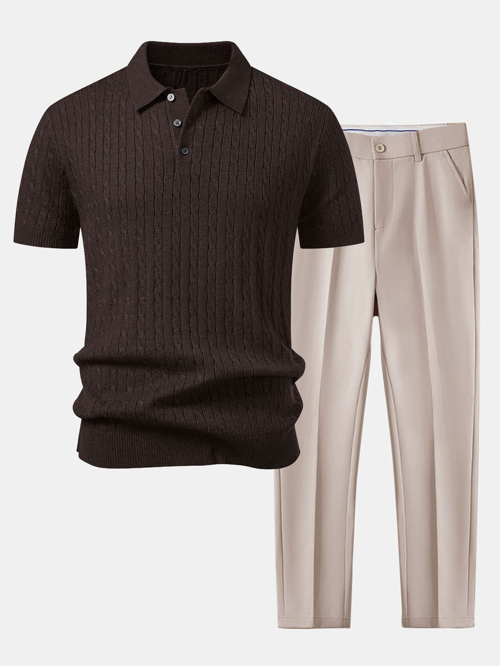 Twisted Jacquard Knit Polo & Slim Fit Tapered Trousers