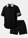 Relax Fit Contrast Collar Polo Shirt & Cotton Drawstring 7" Shorts