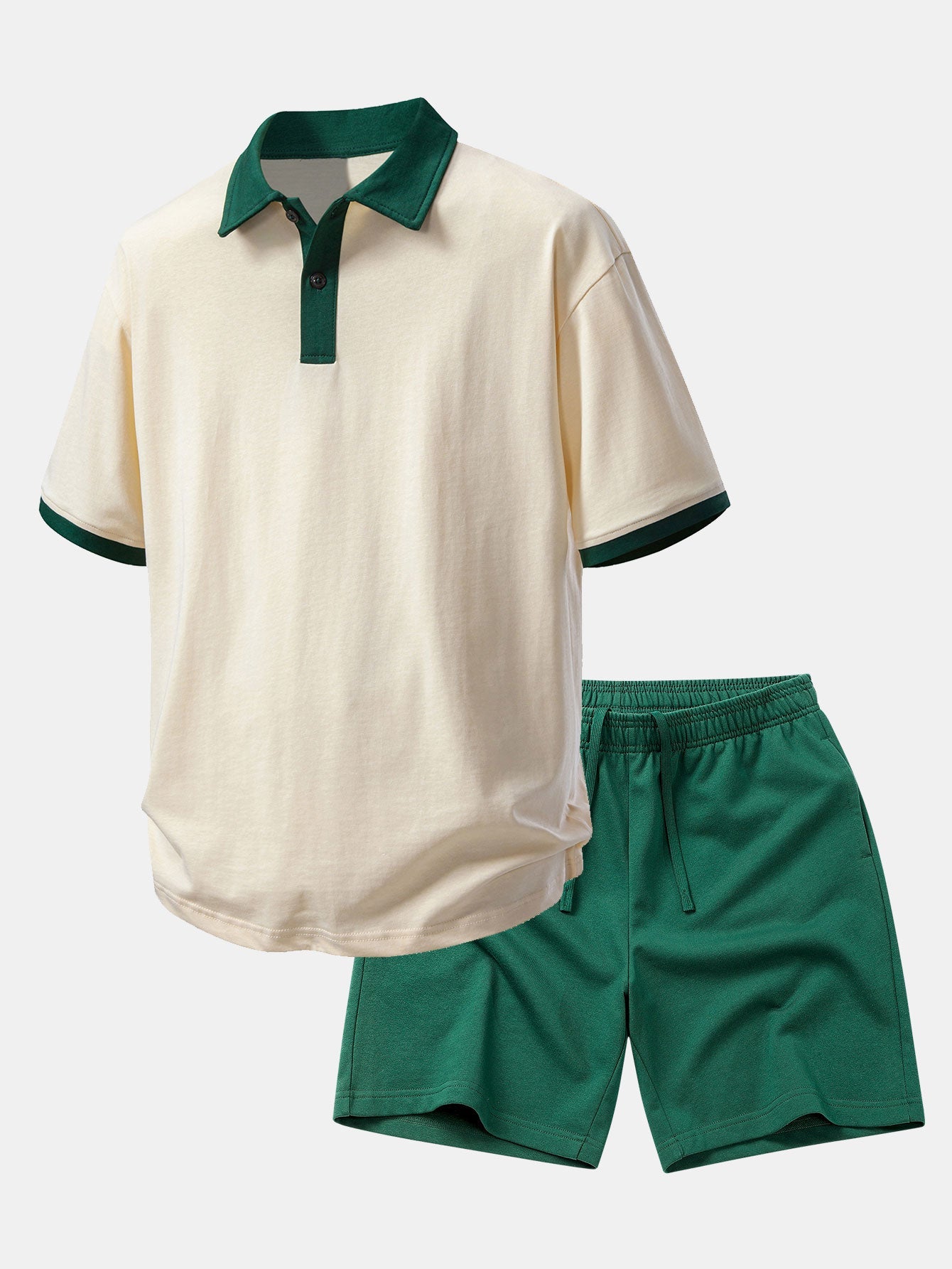 Relax Fit Contrast Cotton Polo & Cotton Drawstring 7" Shorts