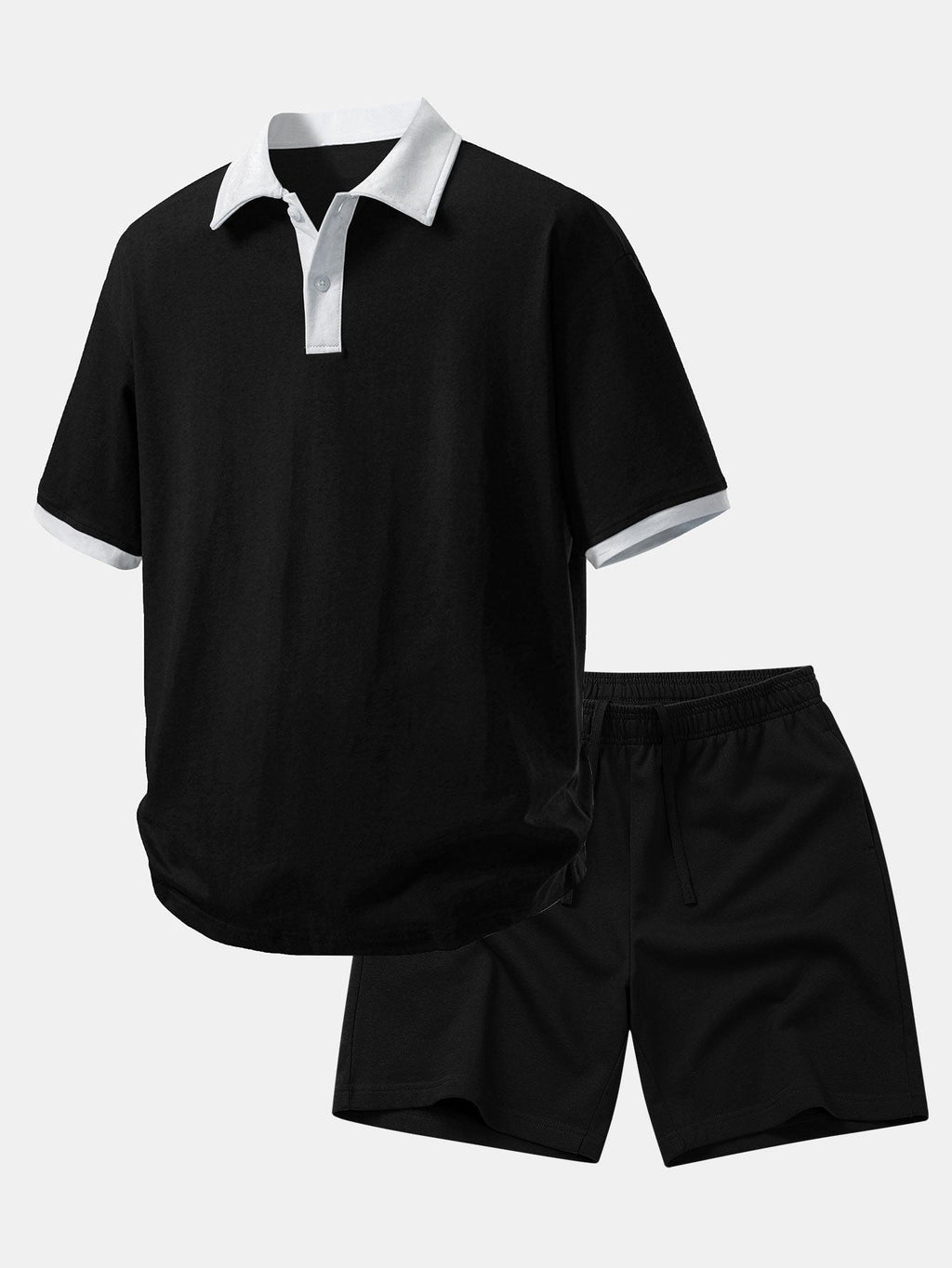 Relax Fit Contrast Cotton Polo & Cotton Drawstring 7" Shorts