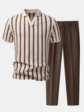 Waffle Stripe Johnny Collar Polo & Slim Fit Tapered Trousers
