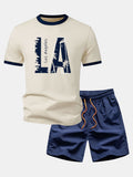 Los Angeles Print Contrast Ringer T-Shirt & Swim Shorts
