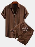Geometry Jacquard Button Up Shirt & Drawstring 8" Shorts Set