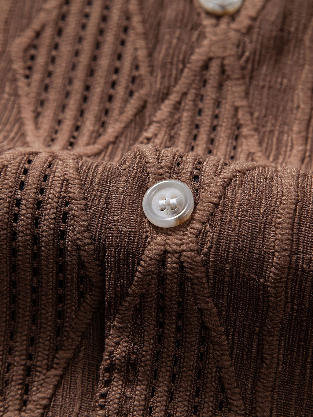 Geometric Jacquard Eyelet Cuban Shirt & Linen Blend Drawstring 7" Shorts